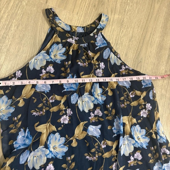 New York & Company Blue Multicolor Floral Sleeveless Dress Sz XL Preppy Classic - Picture 6 of 9
